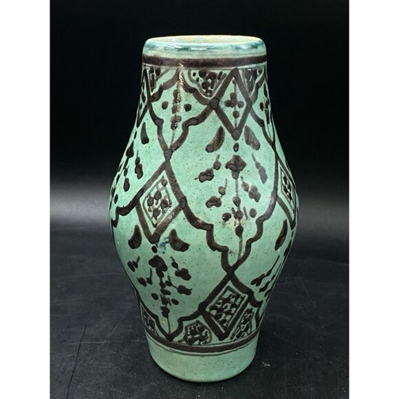 Safi 7” Vase Teal Green Brown Persian Middle Eastern Pottery Primitive READ - Picture 9 of 12